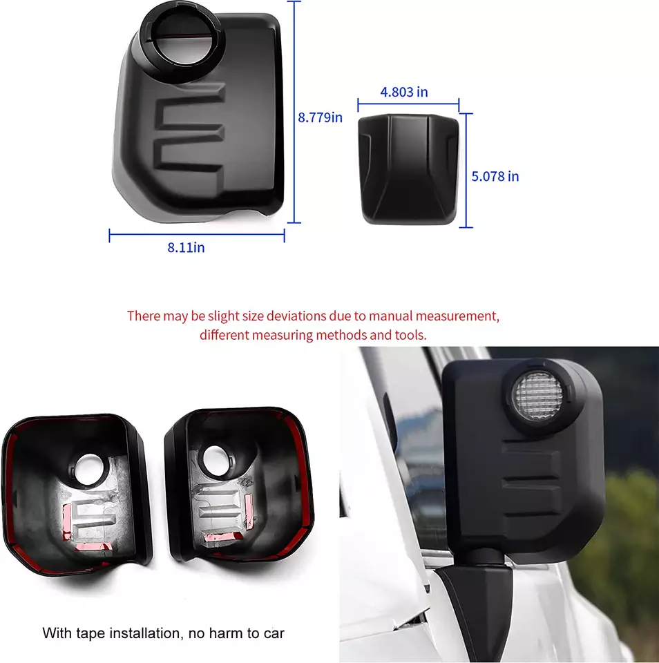 Exterior Accessories Black Towering Mirror Cover+ Car Handle Cover+ Flue Tank Cover for FJ Cruiser 2007-2021