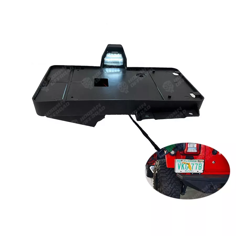 Car Exterior Accessories Black Rear License Plate Bracket with Light For JL JT 2018+