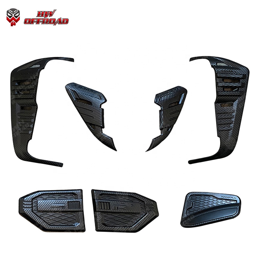 Plastic Spare Parts Exterior Cover Kit Carbon FIber Color Headlight and Taillight Cover Tailgate Cover for Navara Np300 2021+