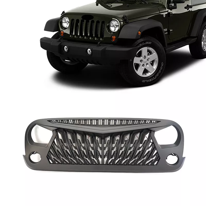 4X4 Exterior Accessories Black Angry Bumper Grille With LED Lights For Wrangler JK 2007-2017