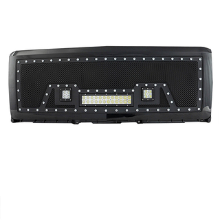 14-15 Chevy Silverado 1500 All Evolution All Black Stainless Steel Wire Mesh Packaged Grille With Three LED Lights for Chevy Silverado
