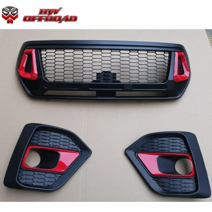 ABS Car Grille Fog Lights Front Grilles Cover Accessories For Hilux Rocco 2019 2020