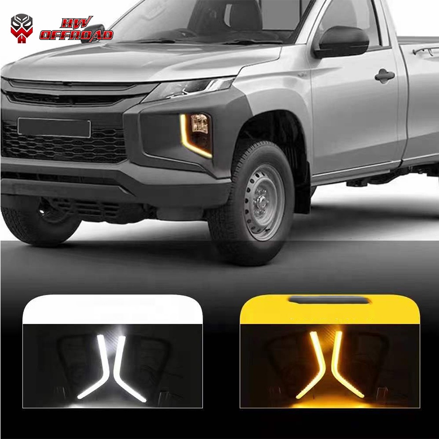 Auto Parts LED DRL Fog Lights Cover Driving Lamp Assembly Kit Day Running Light DRL For Triton L200 2019+