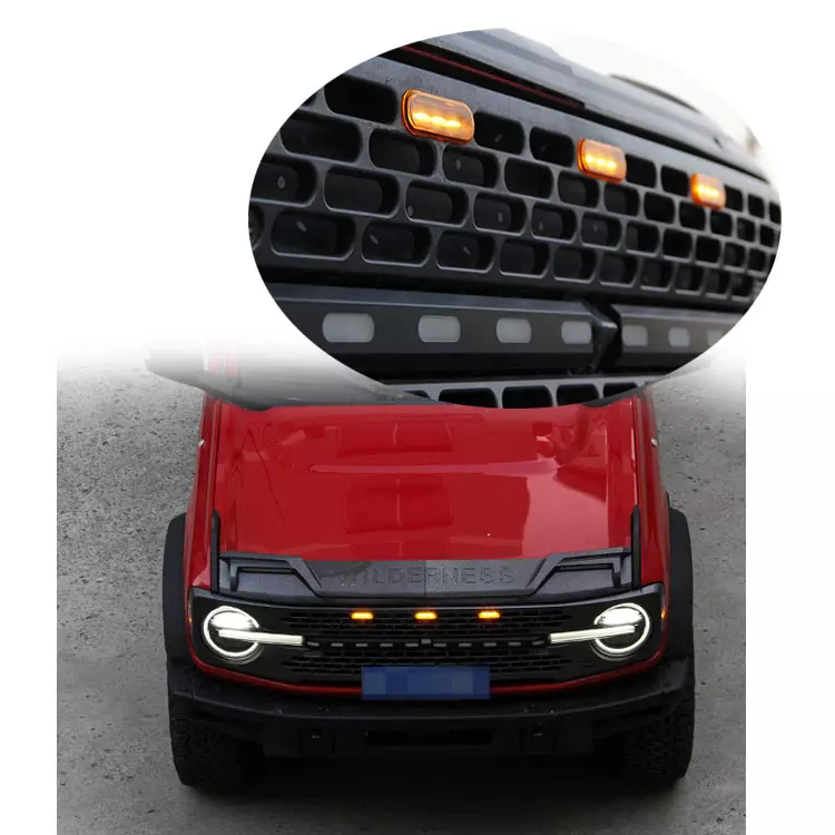 Front Bumper Grille Led Grill Light Amber Light for Bronco Grill Light 2021 2022 2023 Accessories 4x4