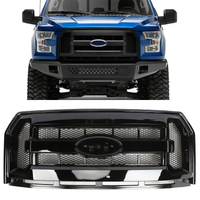 2015-2017 Gloss Black Front Hood Bumper Upper Mesh Grille for F150 Grill with Led Offroad