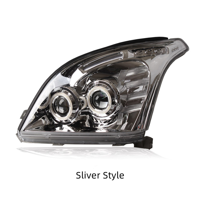Car LED Sliver And Black Headlights Front Lamps For Land Cruiser Prado 2003-2009