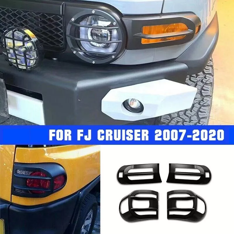Offroad Exterior Accessories 4PC Car Black Front & Rear Light Cover Trim for FJ Cruiser 2007-2020