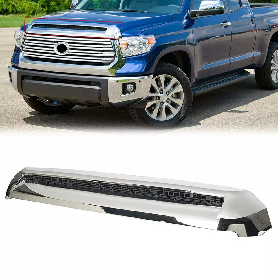 Exterior Accessories Chrome Front Upper Hood Bulge Molding Grille for Tundra 2014-2021
