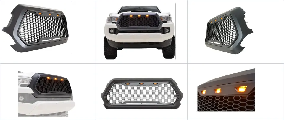 Front Grill with LED Light Accessories 4x4 Parts Grill Frame Bracket Holder Bumper Grille for Tacoma 2016 2017 2018 2019 2020