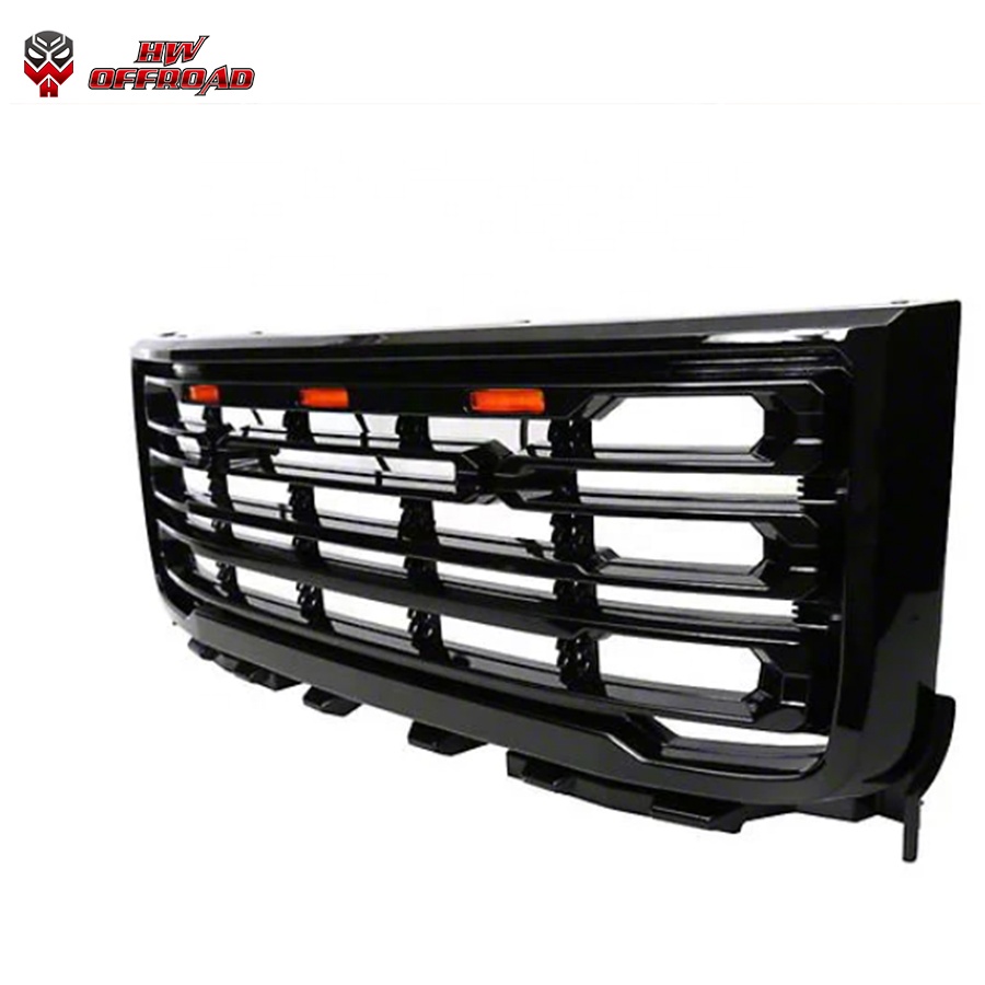 New Auto Exterior Accessories Black Upper Grills Front Hood Bumper Grill with Light for Sierra 2500 2011-2014