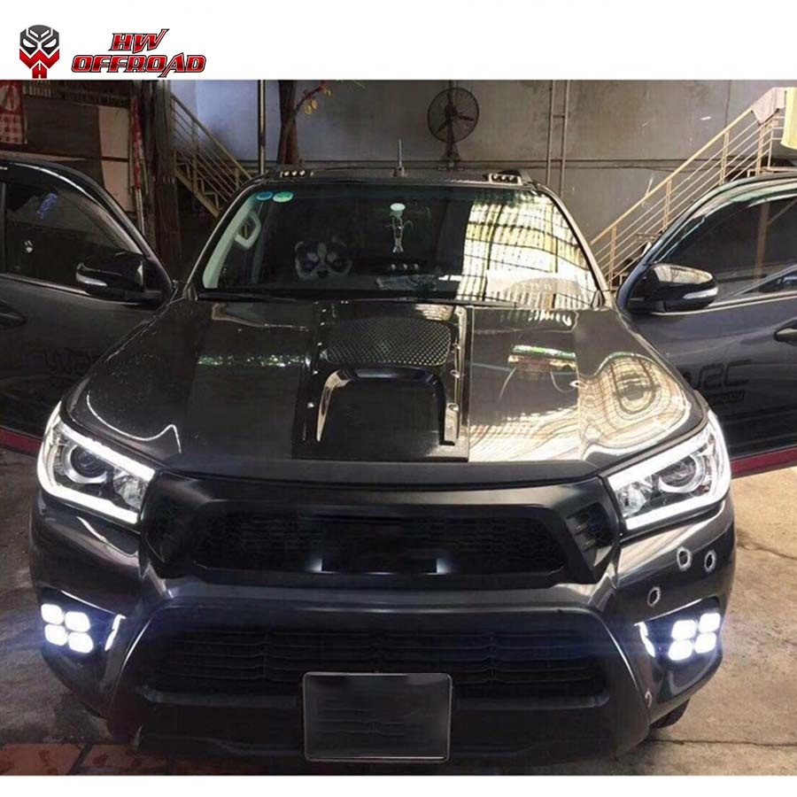Small Durable ABS Exterior Accessories Cover Black Color Hood Scoop Bonnet Scoop Hood Protector Cover for Hilux 2016-2020