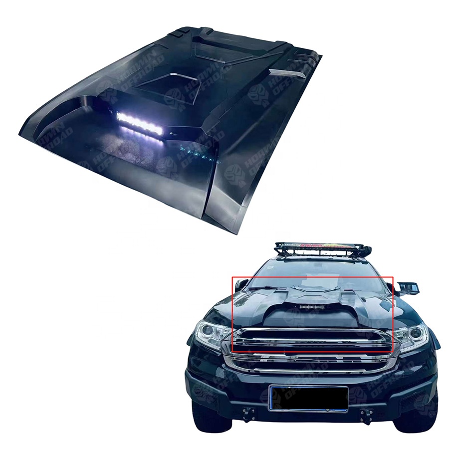 Car Exterior Parts Accessories Hood Scoop Bonnet Scoop Cover With LED Light Black Vent Scoop For Ranger T8 20118+