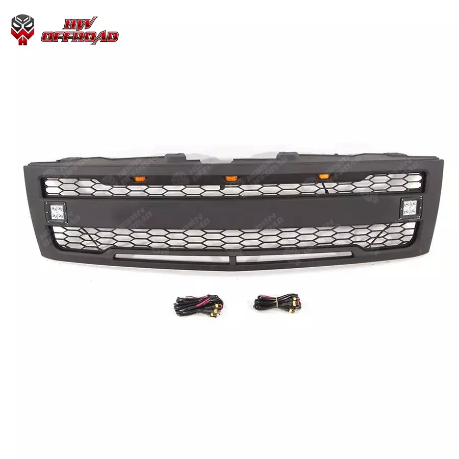 4x4 offroad Accessories ABS Black Color Front Hood Bumper Grille With 3+2 Light for Silverado 1500 2007-2014