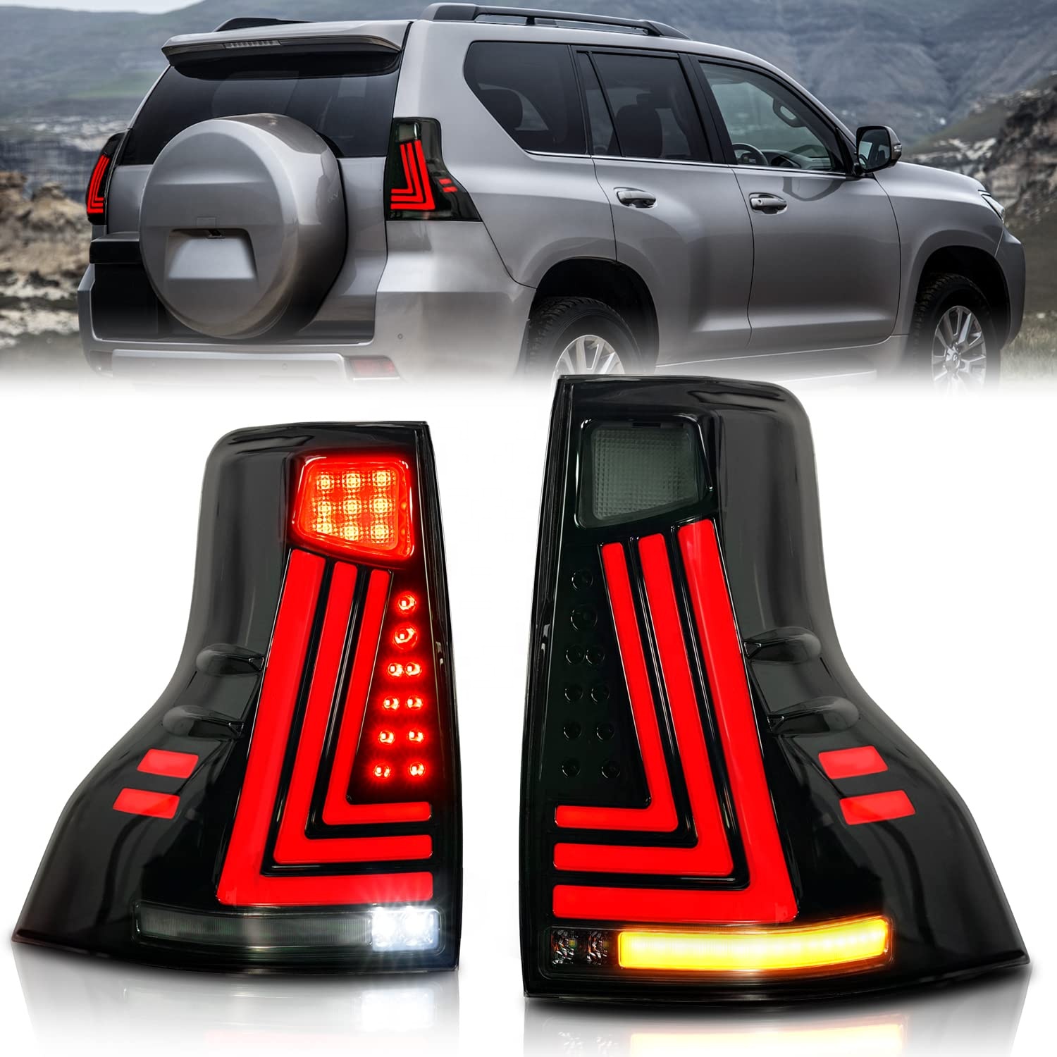 Car LED Tail Lamps Lights For Land Cruiser Prado 2018-2021
