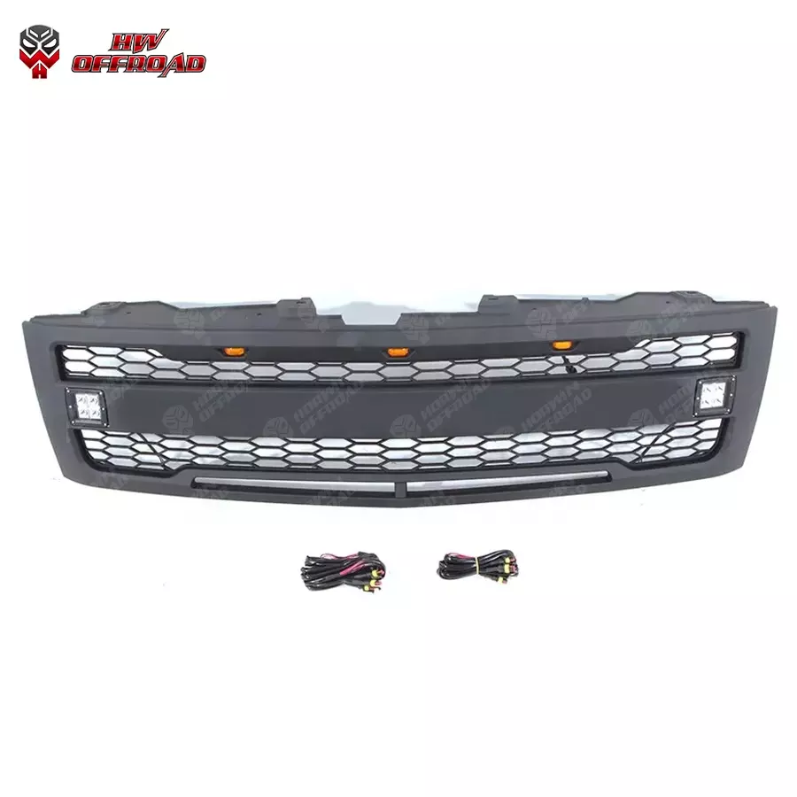 4x4 offroad Accessories ABS Black Color Front Hood Bumper Grille With 3+2 Light for Silverado 1500 2007-2014