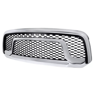 Exterior Accessories ABS Rebel Style Honeycomb Chrome Trim + Glossy Black Mesh Bumper Grille for Ram 1500 2013-2018