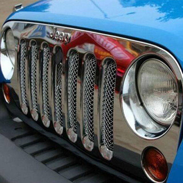 Jeep Jk Wrangler 3D Mesh Grille Material: Stainless Steel With or without Lock Hole (Chrome) for Jeep Wrangler JK
