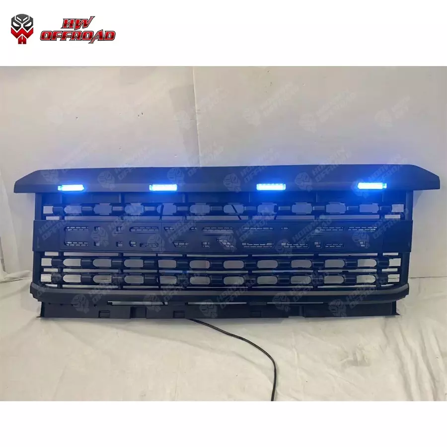 ABS Black Color Front Hood Bumper Grille With upper Light for Silverado 2500 2015-2019