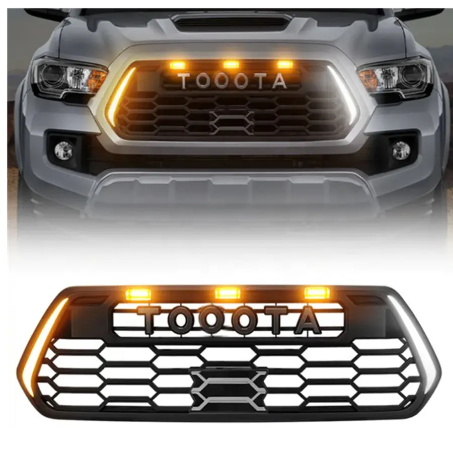HW Offroad 4x4 Car Front Bumper Grille With LED Lights For Tacoma 2016 + Accessories
