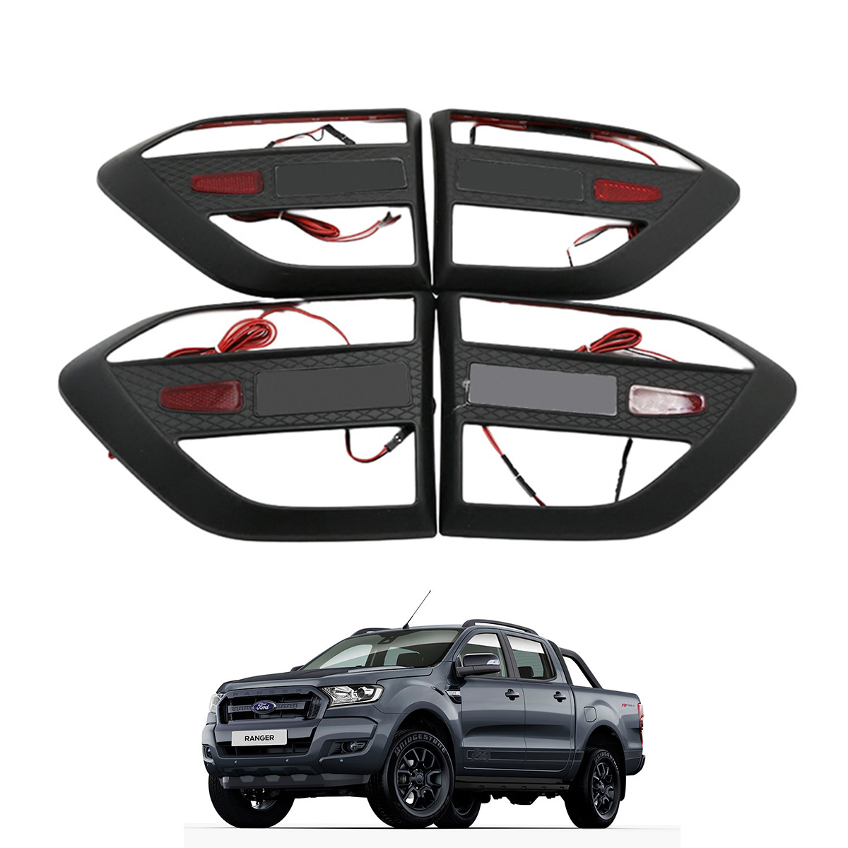 ABS Black Side Vent Cover With LED For Ford Ranger 2015-2017