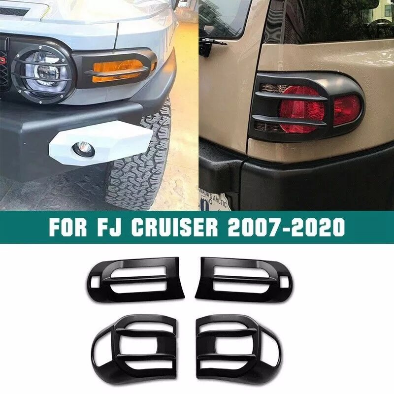 Offroad Exterior Accessories 4PC Car Black Front & Rear Light Cover Trim for FJ Cruiser 2007-2020