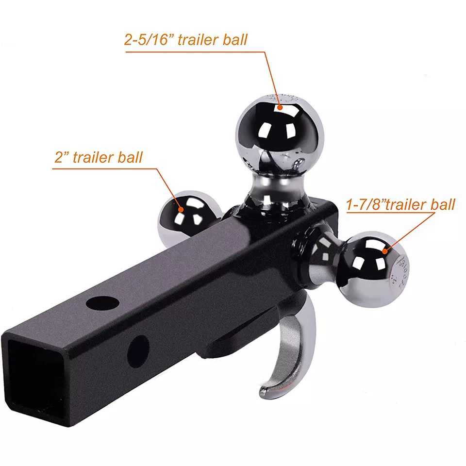 Triple-ball heavy duty tailgate extension hook tow hitch aluminum tow hook