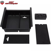 HW Offroad Black Armrest Storage Box Center Console Organizer Coin Holder Top Tray Lid For 4Runner 2010-2022