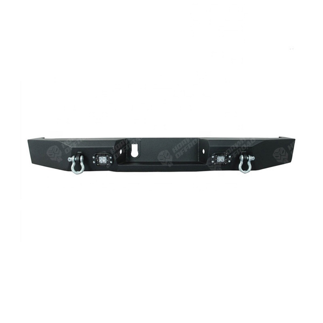 JK Heavy Duty Rock Crawler Rear Bumper With Two Square 12W LED Working Lights for Jeep Wrangler